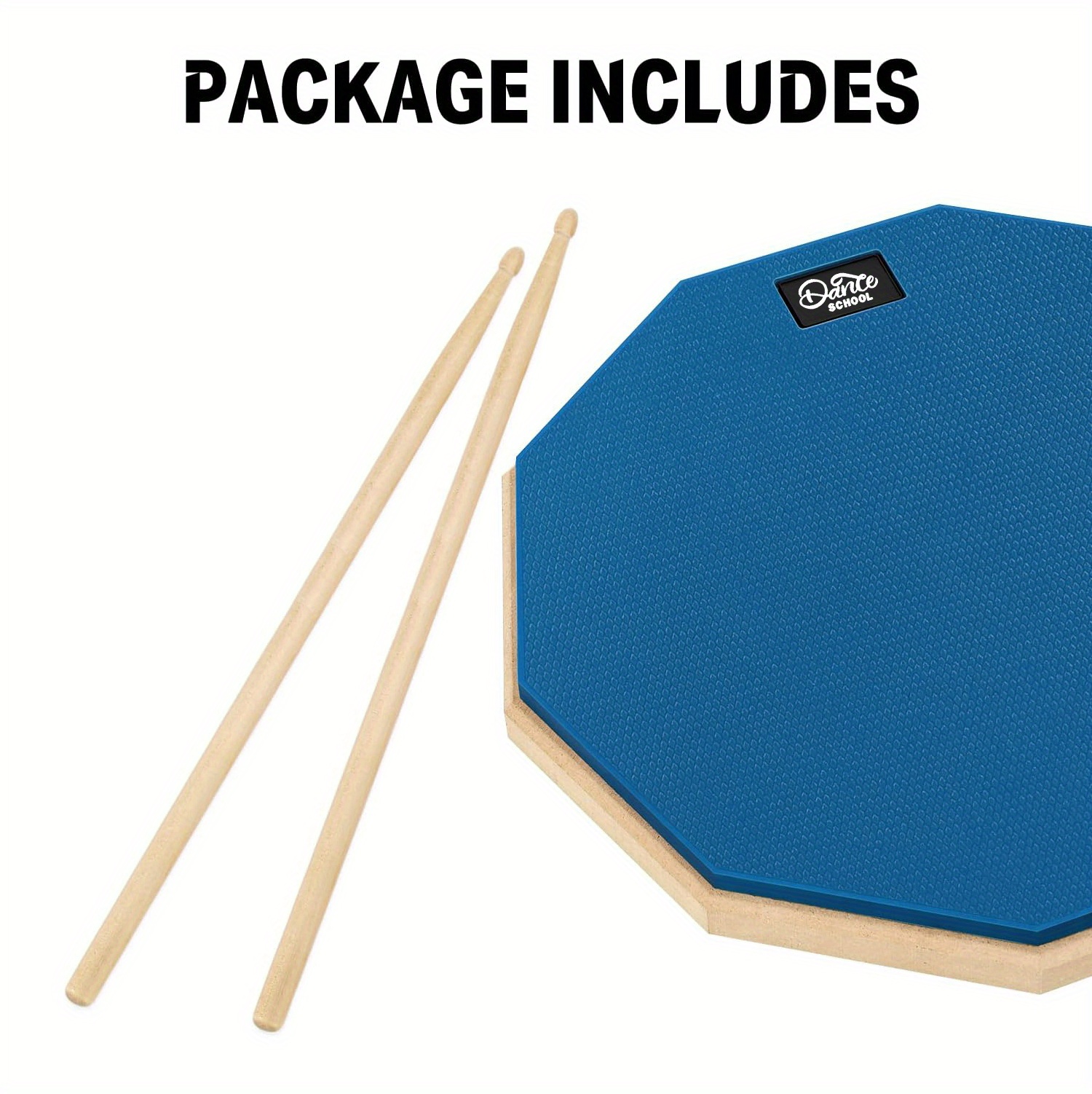 12 inches drum practice pad silent drum pad set gray blue orange drum sticks details 1