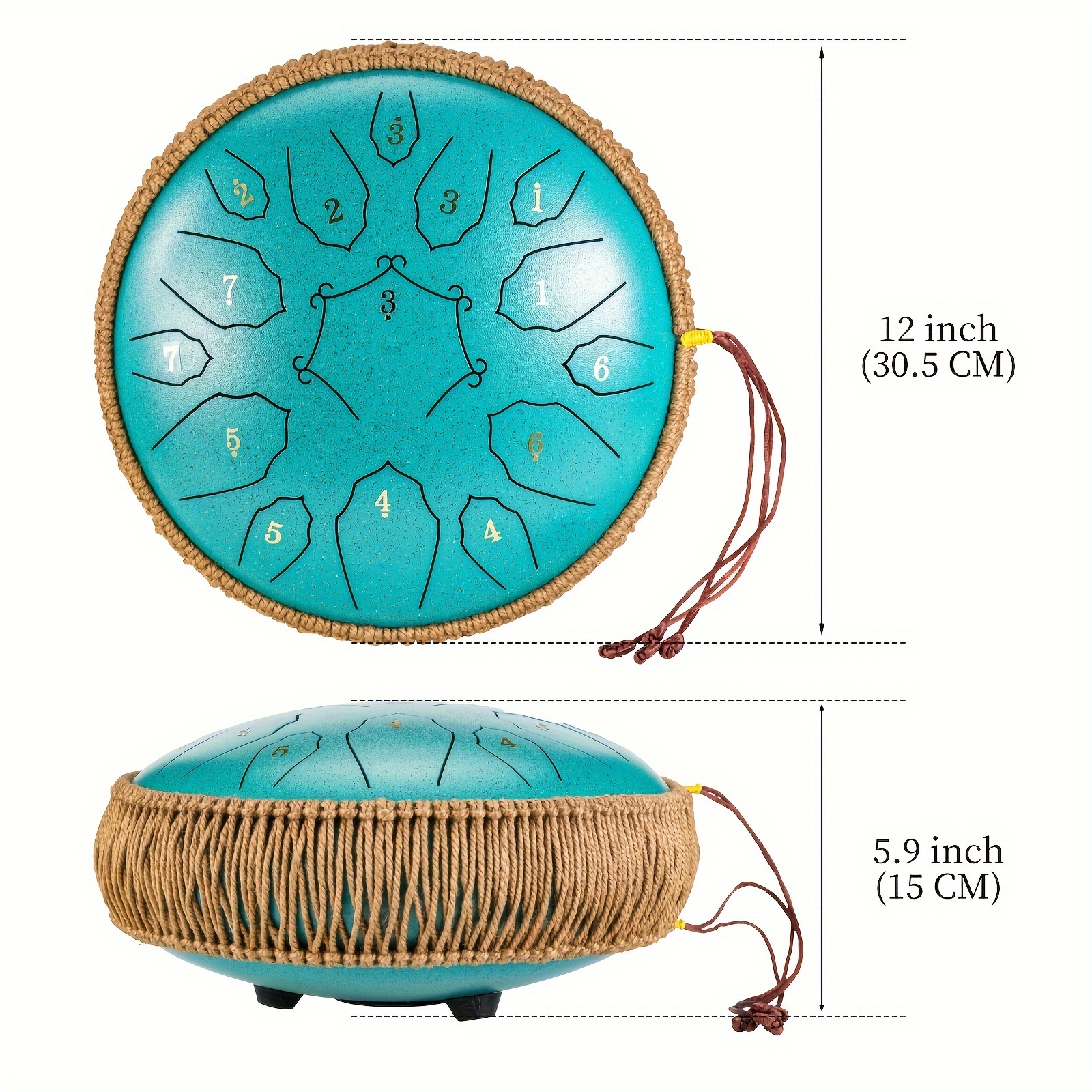 a 15 note steel tongue drum percussion instrument in the key of d corn shaped hand drum with drumsticks carrying bag and sheet   education concerts spiritual healing yoga entertainment happy eid details 4