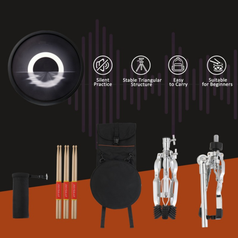 1pc 12in round   silicone black practice drum is the best choice for beginners and professional instrument players details 8