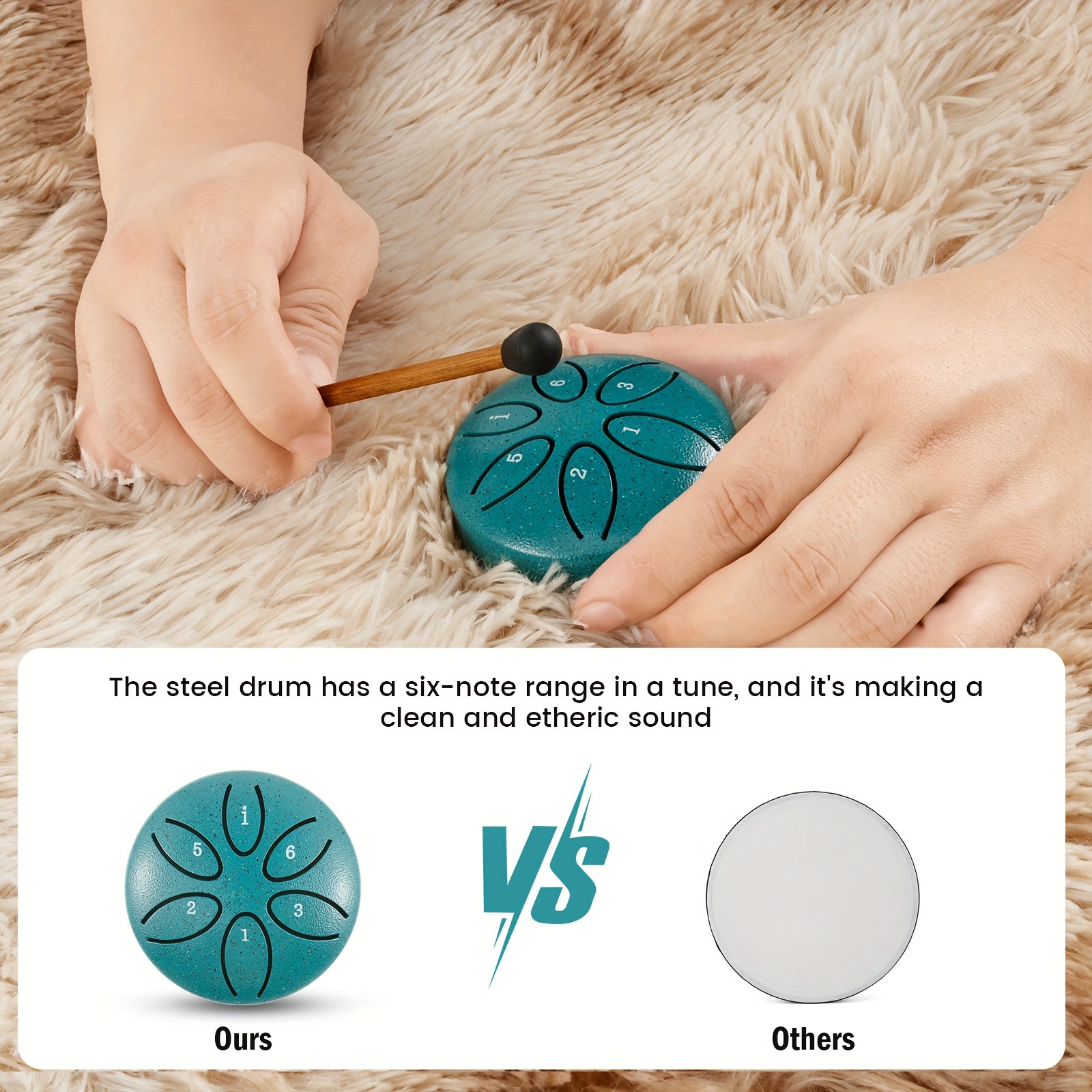 rain drum for outdoor 3 inch steel tongue drum rain chime 6 note rain drum instrument soothing sound steel tongue drum   drum with drum mallet for yoga meditation camping music enlightenment details 4