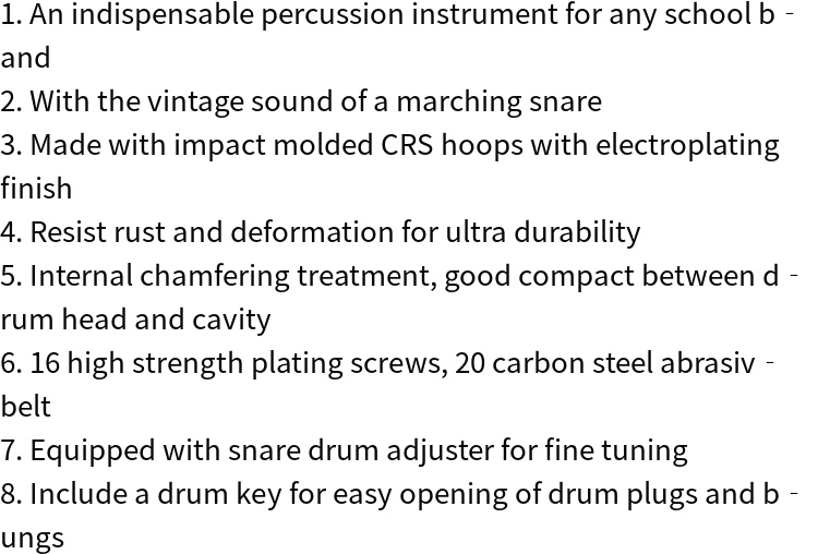 marching drum set with drumsticks key strap percussion instrument for school band 14 x 10 inches adjustable shoulder strap included details 0