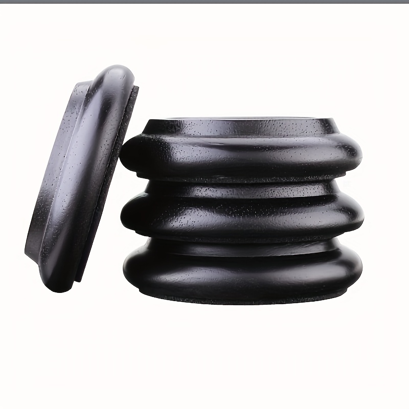 4pcs black solid wood piano caster cups with non slip noise reducing felt pads ideal for upright pianos sofas beds chairs on hardwood floors details 1