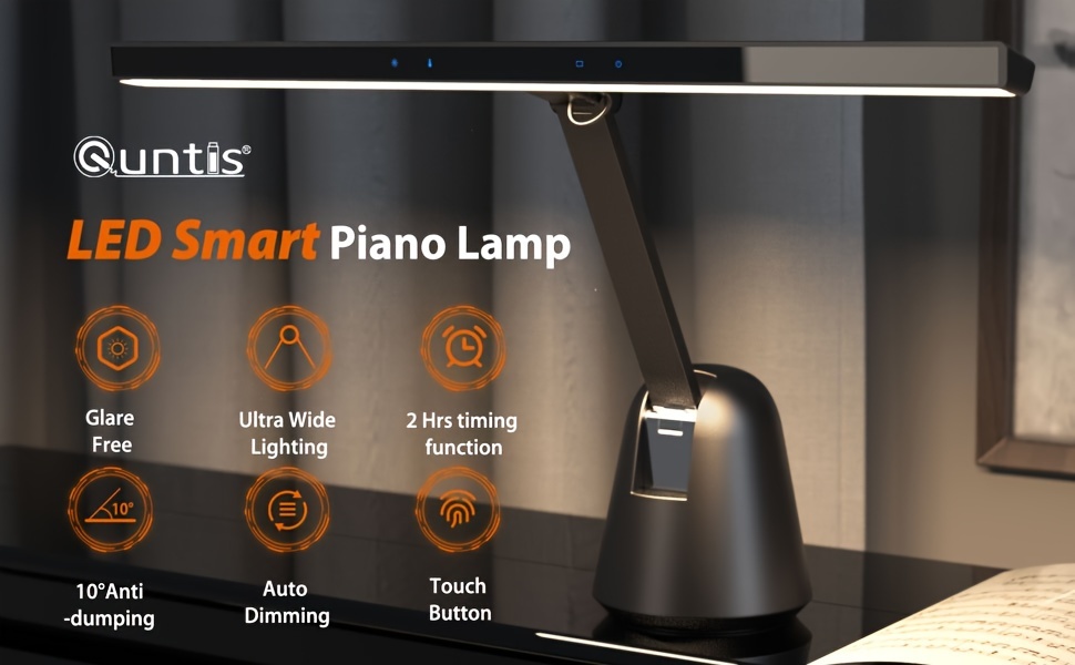 55 ultra wide illumination piano light 12w led professional eye caring piano lamp with auto dimming dimmable modern reading lamp 2h timer music stand light for upright piano details 0